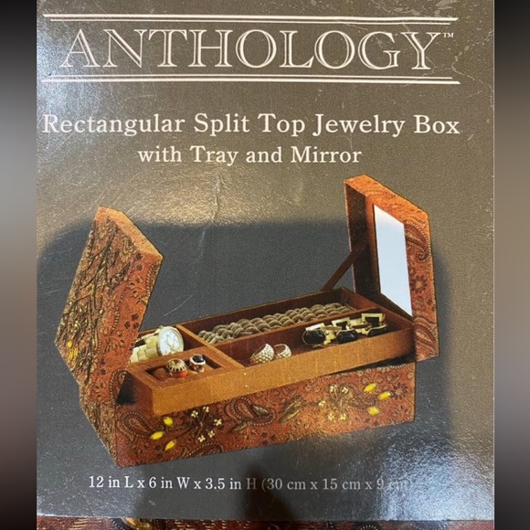 Anthology Other - Anthology Hand-Embroidered Beaded Jewelry Box - Dark Brown Paisley